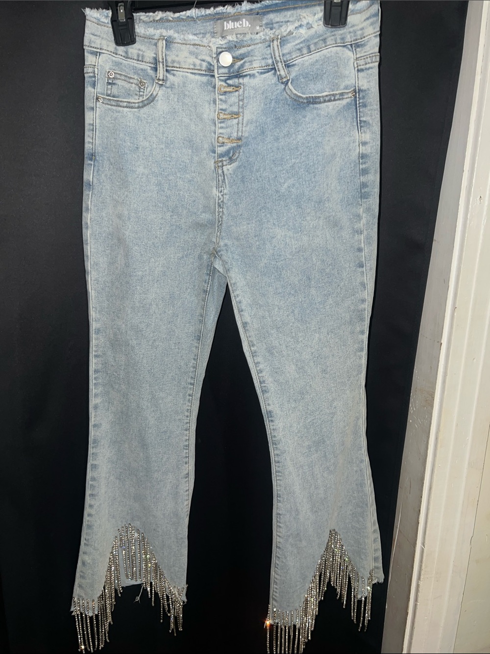 Light Wash Rhinestone Fringe Women's Jeans